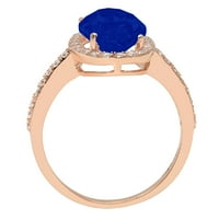 2,27ct ovalni rez simulirani plavi safir 14k ružičasto zlato Angažova za angažman prsten veličine 5.5