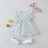 Ljetne haljine za djevojčice Toddler Vjenčana haljina Fly Ruffled rukava V izrez cvjetni otisak Party