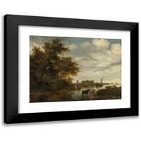 Jacob Salomonsz. Van Ruysdael Crni moderni uokvireni muzej umjetnički print pod nazivom - riječni krajolik