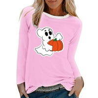 T majice za žene Grafički Halloween Crew vrat dugih rukava Modni blusi Grafički pulover vrhovi Redovni