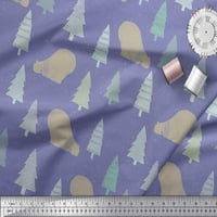 Soimoi ljubičasta mahovina Georgette tkanina Bear & Tree božićni tkanini otisci na široko dvorište