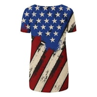Yyeselk Žene Patriotske bluze Pulover Trendy Tie Dye Američka zastava Ispis Tunic Tops modni asimetrični