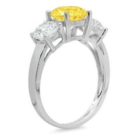 3.25ct okrugli rez žuta simulirana dijamant 14k bijelo zlato graviranje izveštaja godišnjica Angažovanje