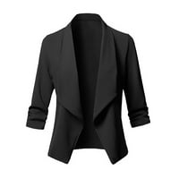 BDFZL ženske ležerne vrhove ženske trendove casual čvrsti otvoreni kardigan dugi rukav kaput crne s
