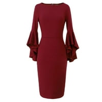 CAICJ Formalne haljine za žene Ženska moda V-izrez Dugi rukav uska košulja od punog boja, mini Swing