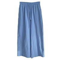 Ženske plus veličine pamučne posteljine široke pantalone za noge elastične strukske crkvene vrećice