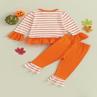 Nituyy Toddler Girls Halloween Outfits Striped bundeve Ispis dugih rukava i pantalone za bljeskalice