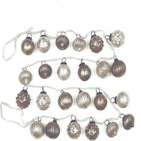 Oštećeni bijeli i sivi reljefni živčani stakleni ornament žica žica Garland, taupe i krem