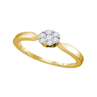 Dijamantna princeza 10k žuti zlatni cvijet klastera Diamond Bridal Wedding Angažman prsten CTTW