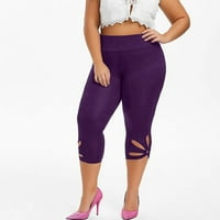 Zunfeo gamaše za žene - vitka-noga elastična capris casual plus veličina visokih struka čvrste joge fitness hlače ljubičaste 2xl