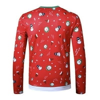Lilgiuy Muški smiješni ispis smiješni vrhovi za božićnu košulju s dugim rukavima s dugim rukavima, bluza