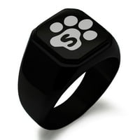 Slovo od nehrđajućeg čelika Početne mačke šape za pse Monogram ugravirani ugravirani kvadratni stan Top Biker stil polirani prsten