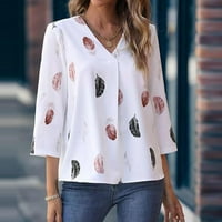 Ženski rukav kauzalni labavi V-izrez šifonski bluze vrhovi žensku odjeću