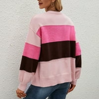 Jeseni džemperi za žene Cardigan okrugli vrat Stripering rekreativni rekreativni kardigan s dugim rukavima