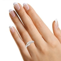 Bijela kubična cirkonija obećava ženskim prstenom 14k bijelo zlato preko sterlinga srebra