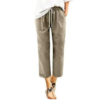 Ženska modna puna boja pamučna flasa elastična pantalone za odmor na plaži hlače