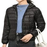 Sanviglor Women kaput kapuljača puffer jakna puna zip odjeća casual down jakne u zatvorenom crnom 3xl