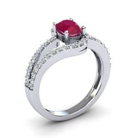 Superjeweler 1. karat ovalni oblik stvorio je rubin i maštoviti dijamantni prsten u srebru sterlinga