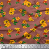 Soimoi Brown Rayon tkanina točka, lišće i leptir cvjetni tkanini otisci sa dvorištem širom