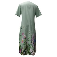 MAFYTYTPR Ljetne haljine za žene, žensko ljetno casual okruglica s kratkim rukavima preklopive cvjetne