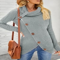 Alvaq Womens Dukseri jesen zimske modne kornjače Kordeni džemperi dugih rukava Asimetrični pulover džemperi