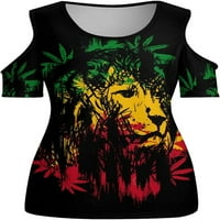 Rasta Lion ženska majica kratki rukav hladni ramena majica TEE bluza