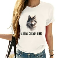 Životinjsko kraljevstvo Vibes Wolf Lover Poklon Dođite elegantni sa ženskom casual vintage grafičkom
