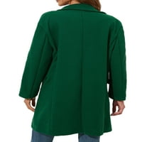 Cindysus Womens Elegantna dvostruka kožna odjeća Dame Labavi kaput Solid Color Work Otvoreno Prednji topli kaputi Green 2XL