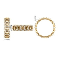 PRIRODNI GARNET Vjenčani trake sa moissine, vječni prsten za žene za žene, 14k žuto zlato, US 3,50