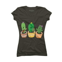 Slatki kaktus trio pjevački crtani ilustracijski juniori ugljena siva grafički tee - dizajn ljudi M