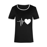 Zodggu proljeće Summer Trendy Pulover Tunic T majice za žene Kratki rukav Crew Crt Ljubav Heart Print