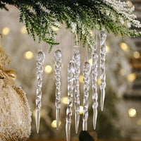 Božićno stablo čisto staklo icicle ornament set, festivalski odmor Xmas dekor viseći ukrase