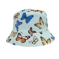 Vbnergoie Women Fisherman šešir sunčanja Leptir Print Hat kašika za pse za pse ženski šešir za plavu