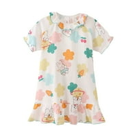 Rovga casual haljine za djevojčice zečje cvijeće tiskane haljine Ljeto kratki rukav peplum hempline