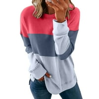 Bluze s dugim rukavima Leisure Solid Tops Crew Neck Moda za žene Pink 3xl
