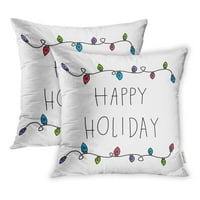 Crvena božićna sretna praznična riječ i šareni partijski svijetli doodle slova na jastučnice za jastuk za jastuk set 2