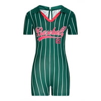 Riforla bejzbol modni tiskani kombinezon za kraljevske kratke kratke rukavice Ženski kombinezon Green XL