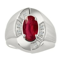 * Rylos jednostavno elegantan prekrasan crveni rubin i dijamantni prsten - srpnja rođenje * sterling