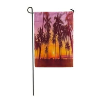 Silhouette Kokosov palmi na plaži na suncu Vintage tone Vrtna zastava Dekorativna zastava Kuća baner
