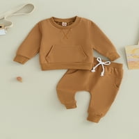 Eyicmarn Baby hlače set, dugih rukava za vez za vez za vez s elastičnim strukom Duksevi s elastičnom