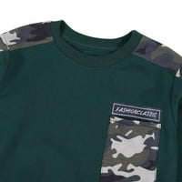 Kid Baby Boy Camuflage Set outfit, Ležerna majica s dugim rukavima Solid + Camo duge hlače Set odjeće,