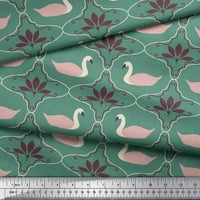 Soimoi Green Pamuk poplin tkanina Swan i marokanska damaska ​​dekor tkanina tiskano dvorište široko