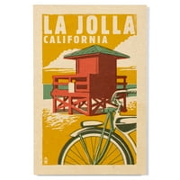 La Jolla, Kalifornija, Spasilački toranj, Woodblock Birch Wood Wall znak