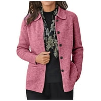 Kaputi za žene modni casual džepovi dugih rukava čvrsta kardiganska bluza ružičasta m