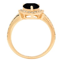 2. CT sjajan krug Clear Simulirani dijamant 18k žuti zlatni halo pasijans sa accentima prsten sz 5.5