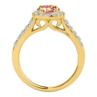 Aonejewelry 1. Carat TTW Halo morgatit i dijamantski zaručni prsten izrađen u 14K čvrstog žutog zlata