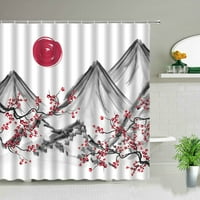 Pejzažne tuširane zavjese kineski stil tinta slikanje planinska voda kupatilo dekor vodootporna zastor za krpe set sa kukama