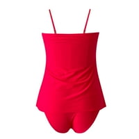 Žene kupaćih kostima Jedno remen i kratke gaćice Postavite čvrstu boju Beachwear crvene veličine L l