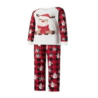 Uklapajte obiteljski božićni pidžami Postavite dugi rukav Elk Print Tops Plaid hlače Xmas Holiday PJS