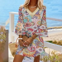 Usmixi ženske haljine Vintage etničko stil grafika plaža plaža Boho Plus size Swing Tunika Mini sandress